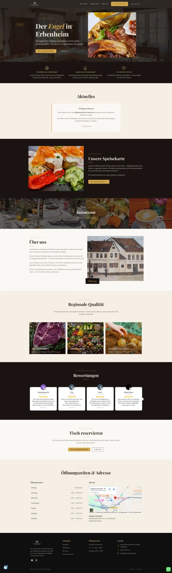 Website vom Gasthaus zum Engel in Erbenheim