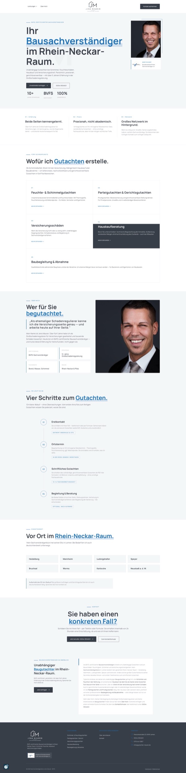 Website von Gutachter Maurer, Bausachverständiger im Rhein-Neckar-Raum