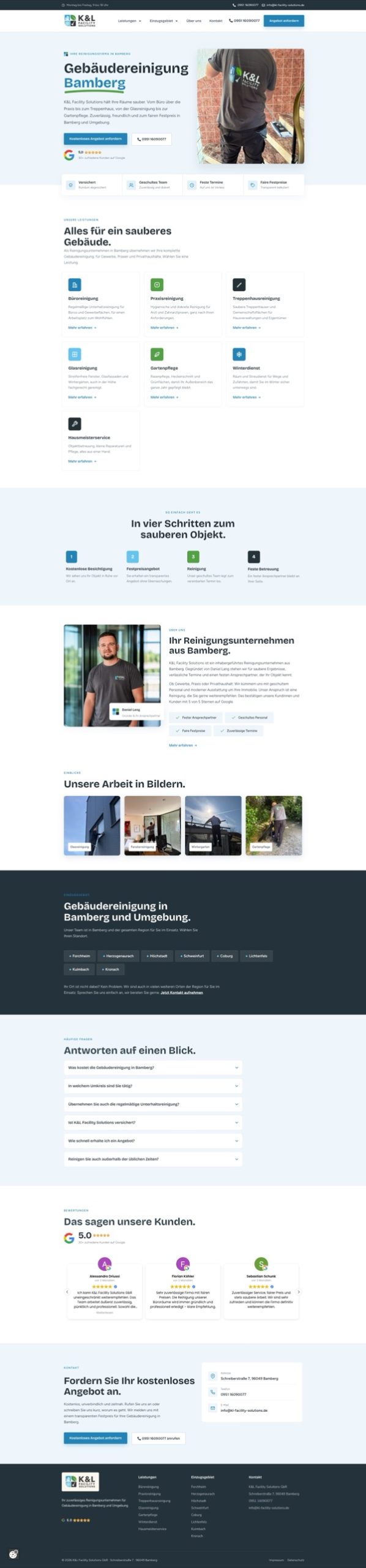 Website für Gebäudereinigung: K&L Facility Solutions aus Bamberg