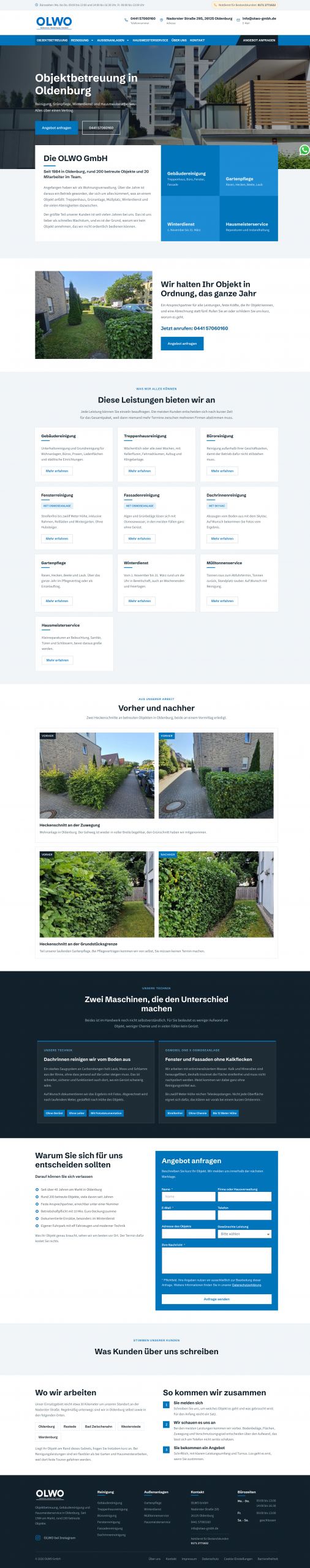 Website der OLWO GmbH