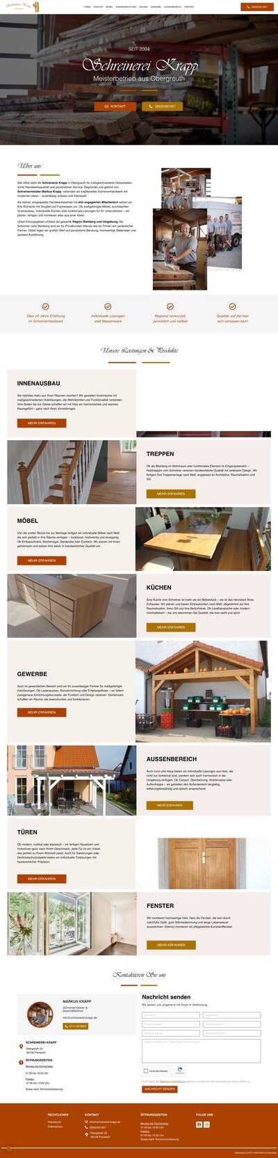 Website der Schreinerei Krapp