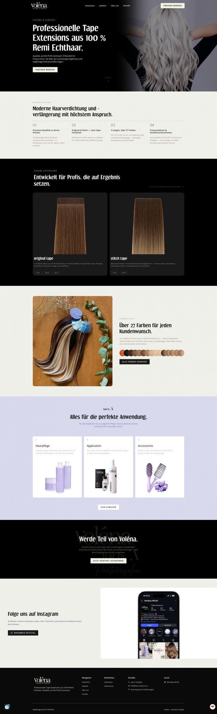 Website von Voléna Haar Extensions